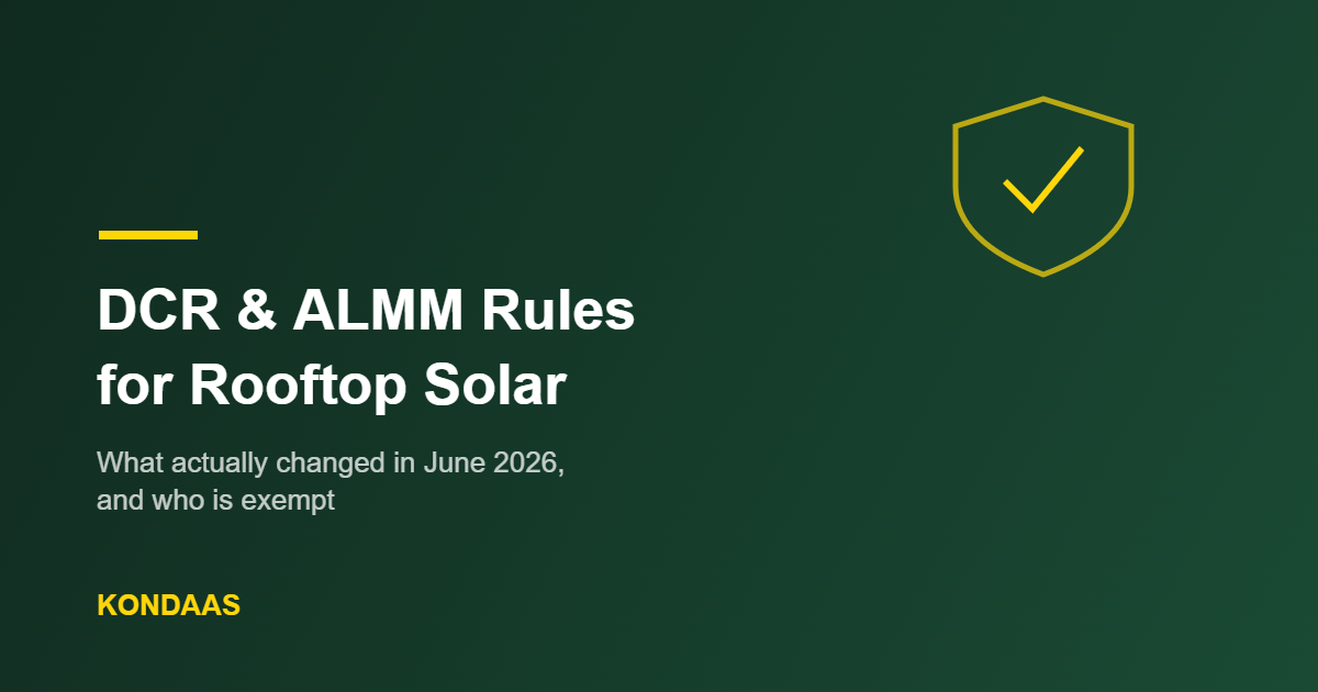 DCR rooftop solar compliance graphic — ALMM List-II rules explained