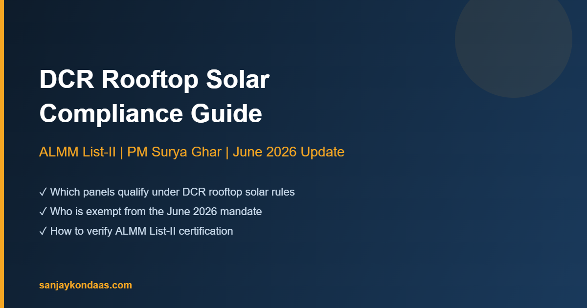 DCR rooftop solar compliance checklist — ALMM List-II and PM Surya Ghar panel requirements