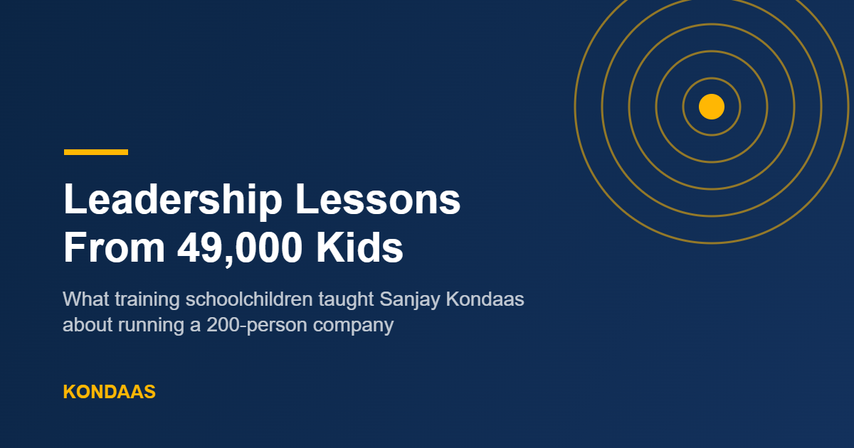 Leadership lessons graphic: what training 49,000 schoolchildren taught about running a 200-person company