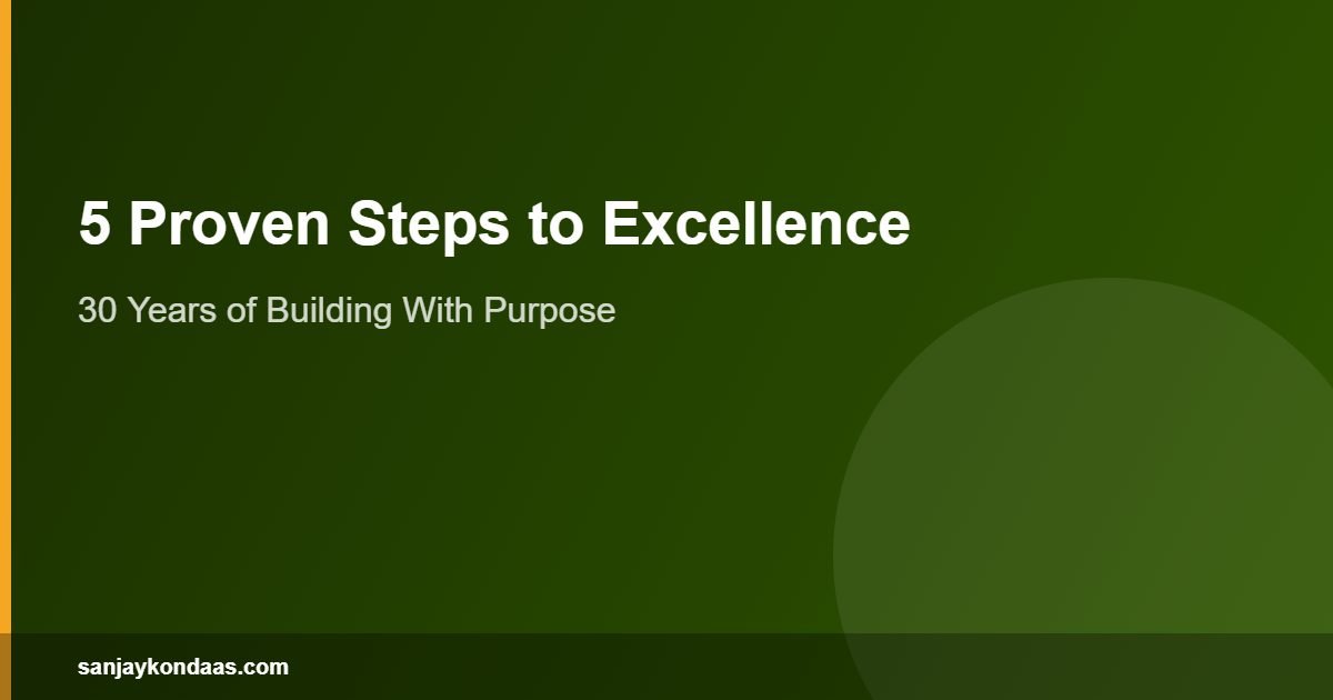 Sanjay Kondaas 5 proven steps to entrepreneurial excellence over 30 years