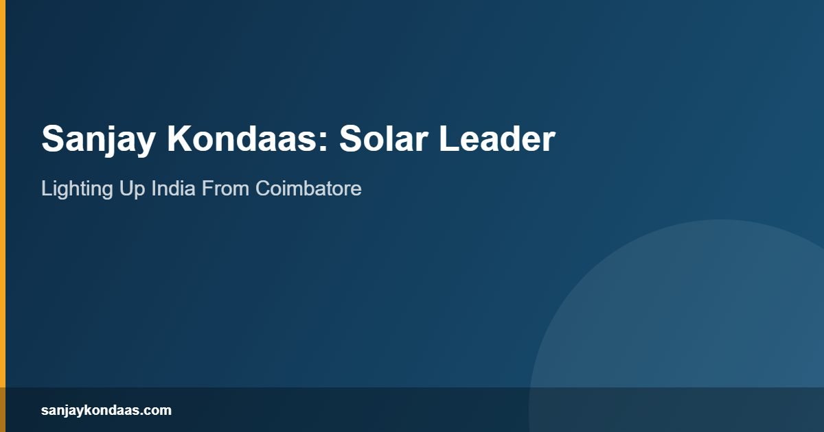 Sanjay Kondaas solar leader lighting up rooftop solar across India