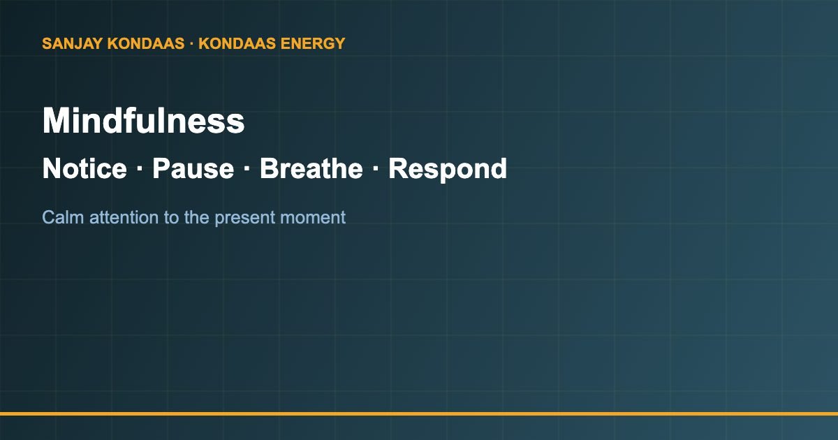 Mindfulness practice notice pause breathe