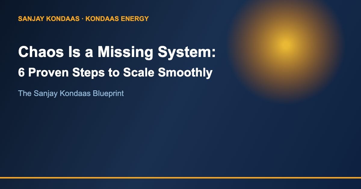 Chaos is a missing system 6 proven steps Sanjay Kondaas