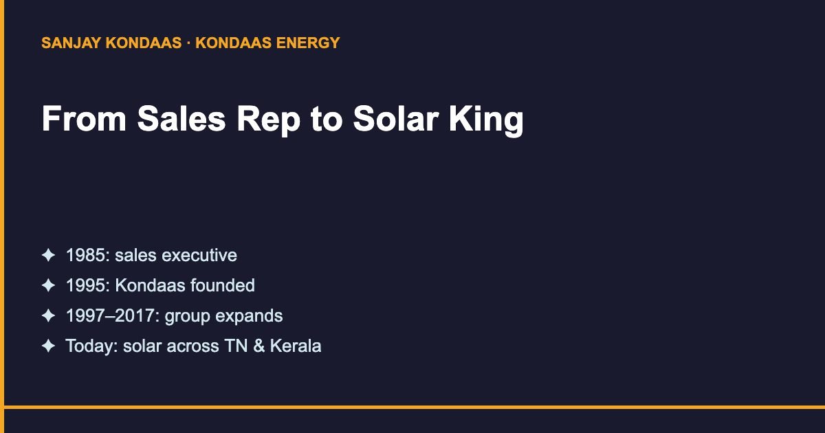 Sanjay Kondaas from sales rep to solar king timeline