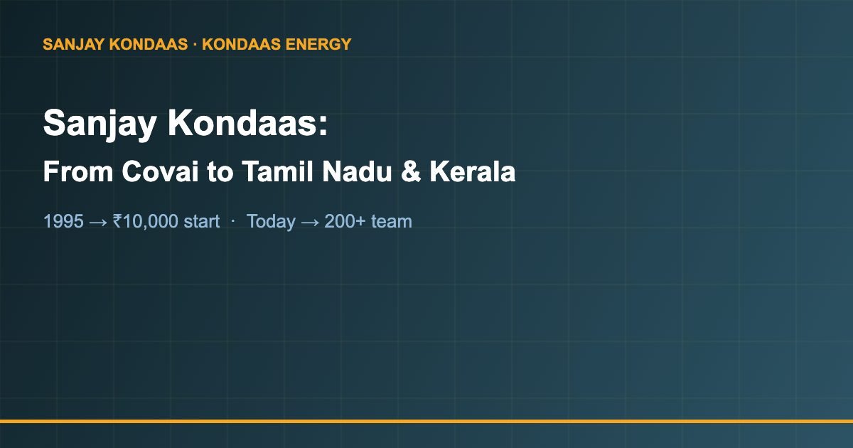 Sanjay Kondaas growth from Coimbatore to Tamil Nadu and Kerala