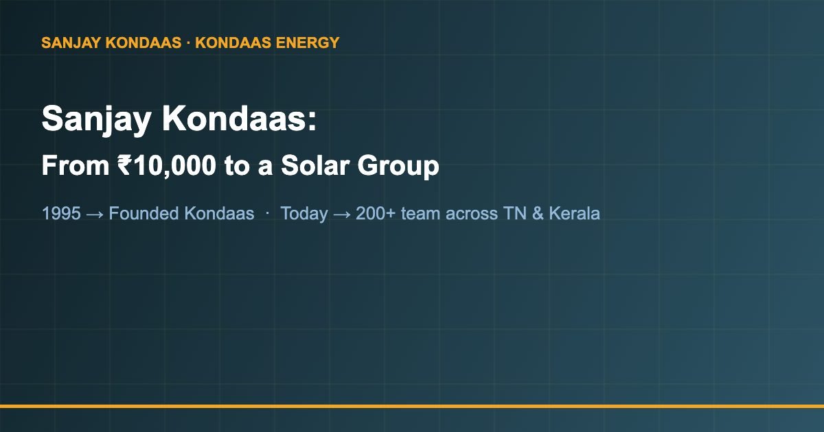 Sanjay Kondaas entrepreneurship journey from 1995 to Kondaas Energy