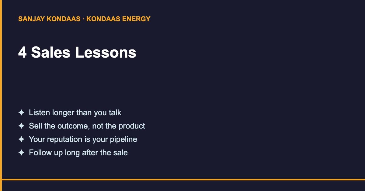 Four sales lessons from Sanjay Kondaas