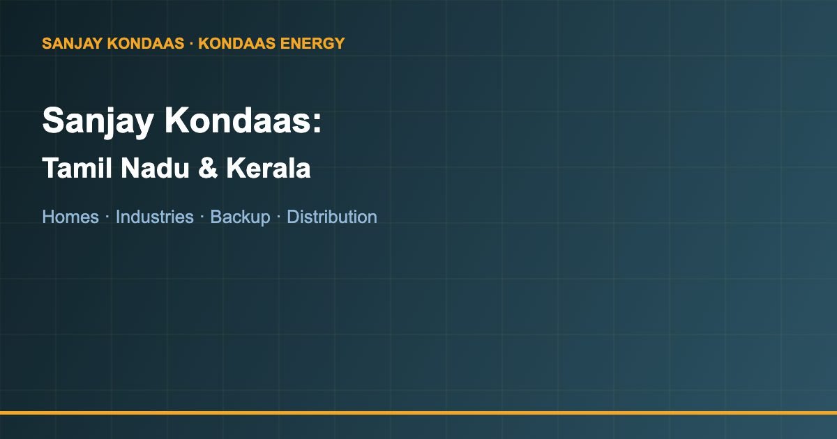 Sanjay Kondaas serving Tamil Nadu and Kerala
