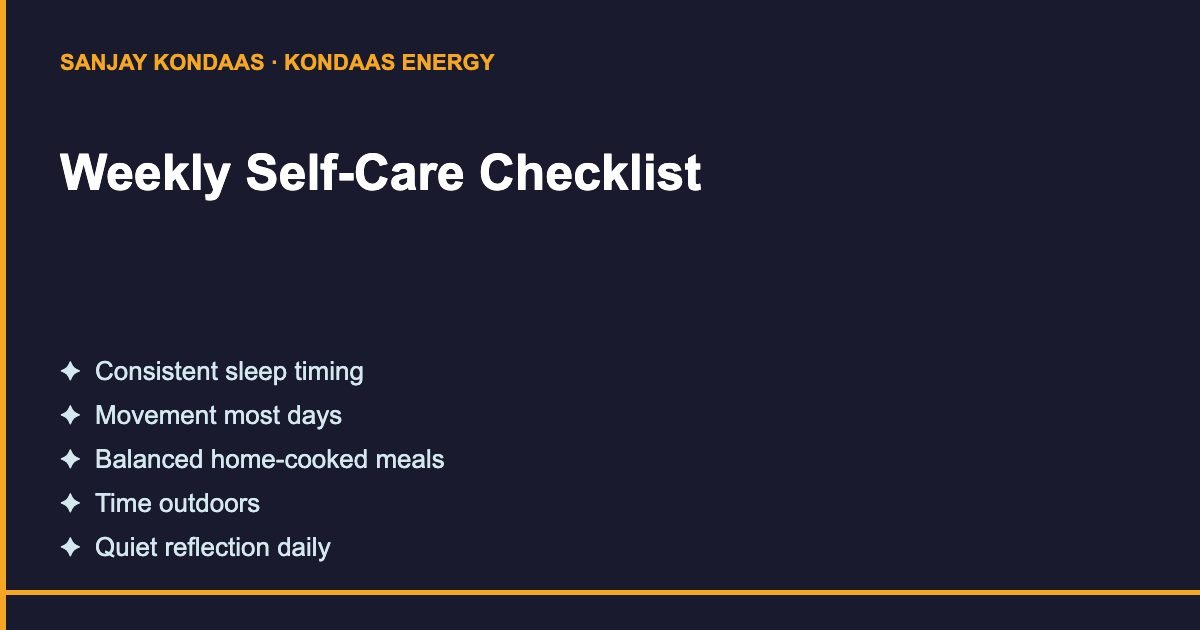 Weekly self-care checklist