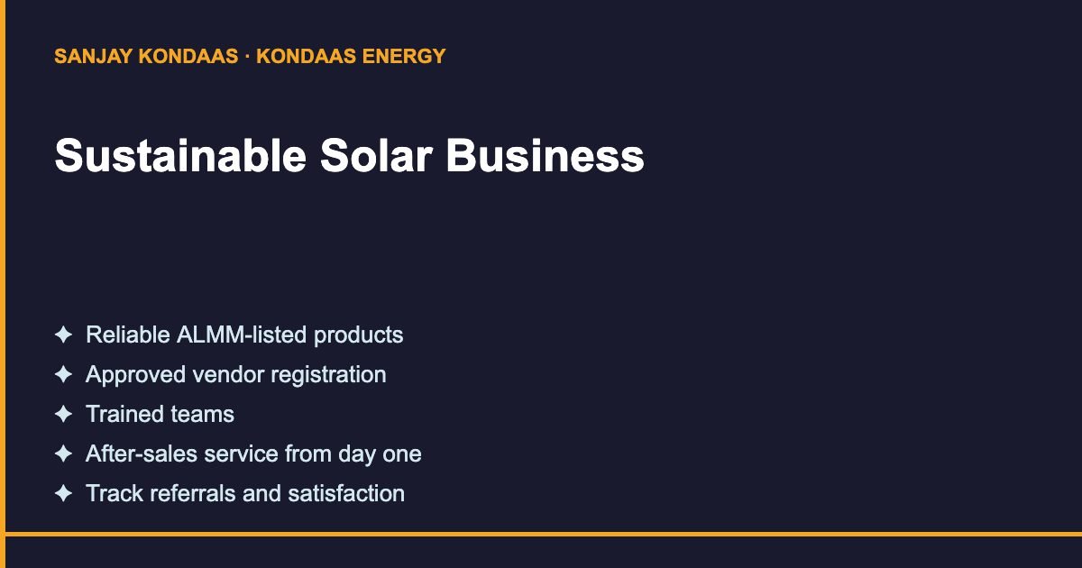 Checklist for a sustainable solar business model