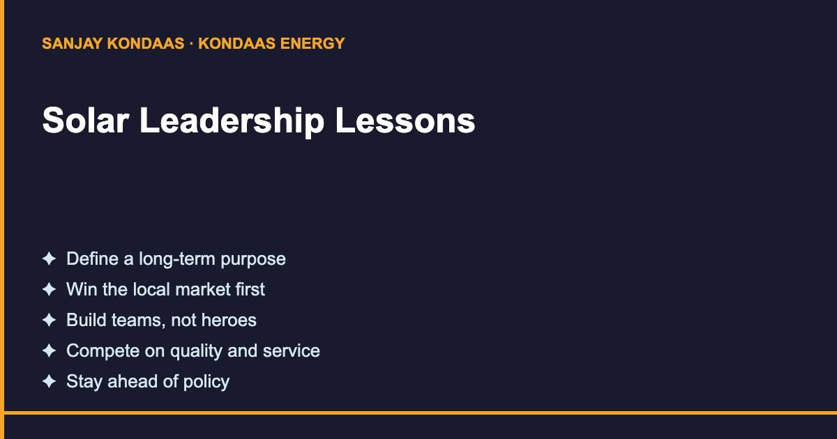 Solar leadership lessons for growing companies