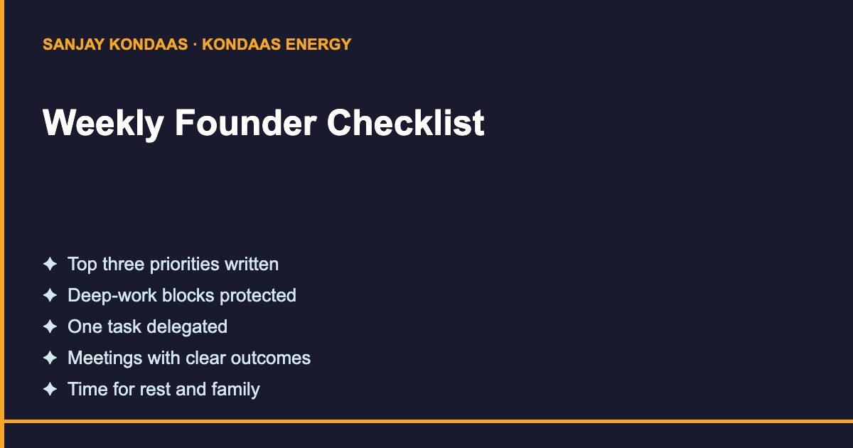 Weekly time management checklist for entrepreneurs