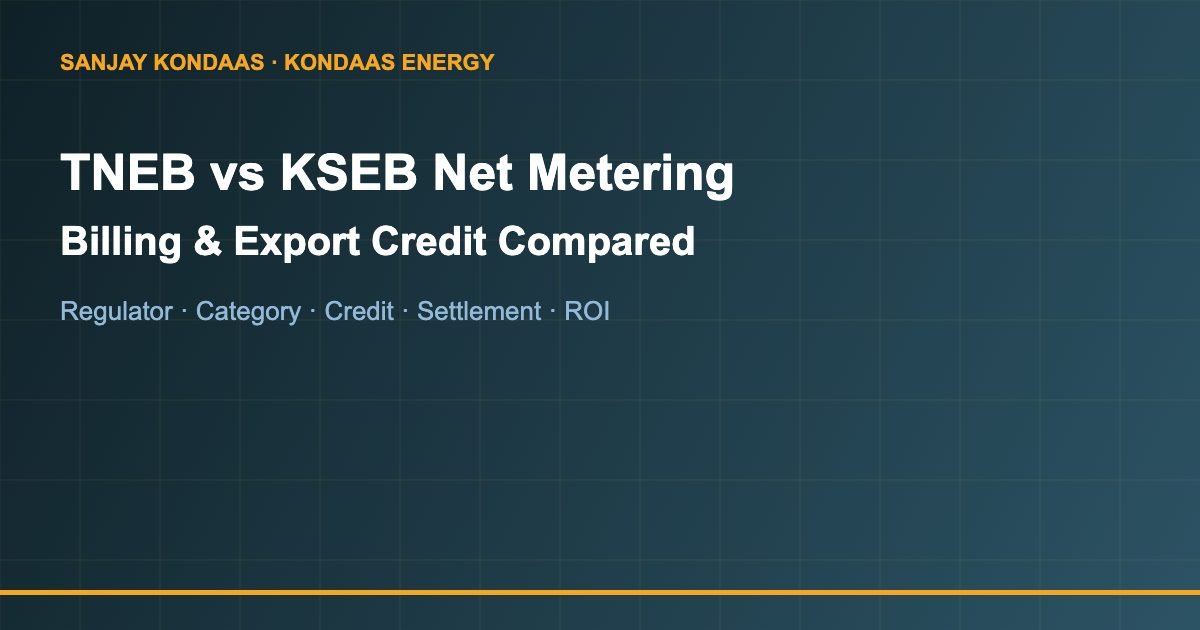 TNEB vs KSEB net metering billing comparison Tamil Nadu Kerala